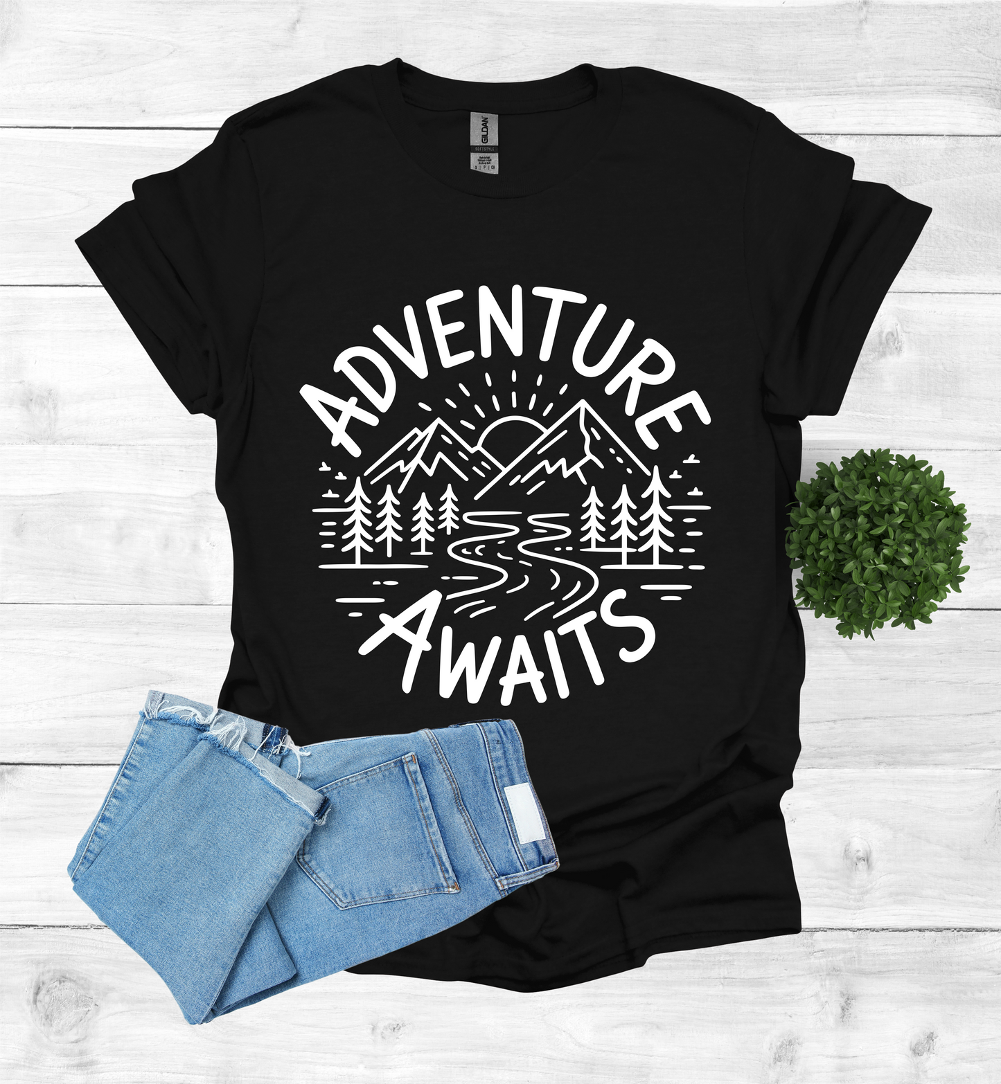 Adventure awaits mountain scene