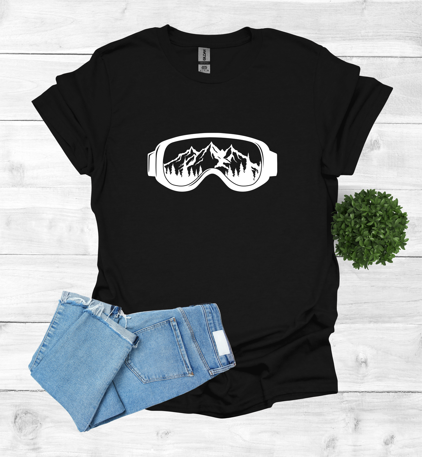 Snow Goggles Mountain Scene T-Shirt