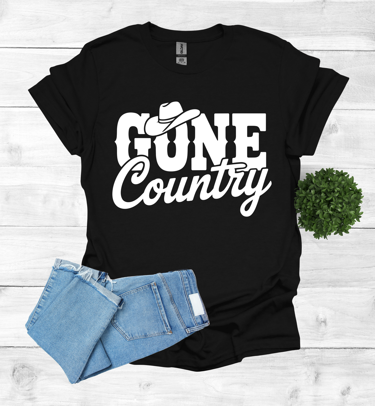 Gone Country saying with small Cowboy Hat