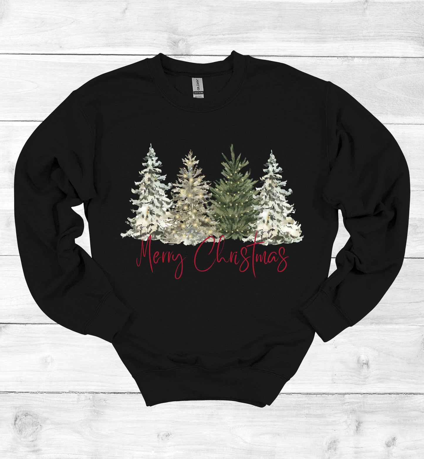 Merry Christmas with Watercolor Christmas Trees