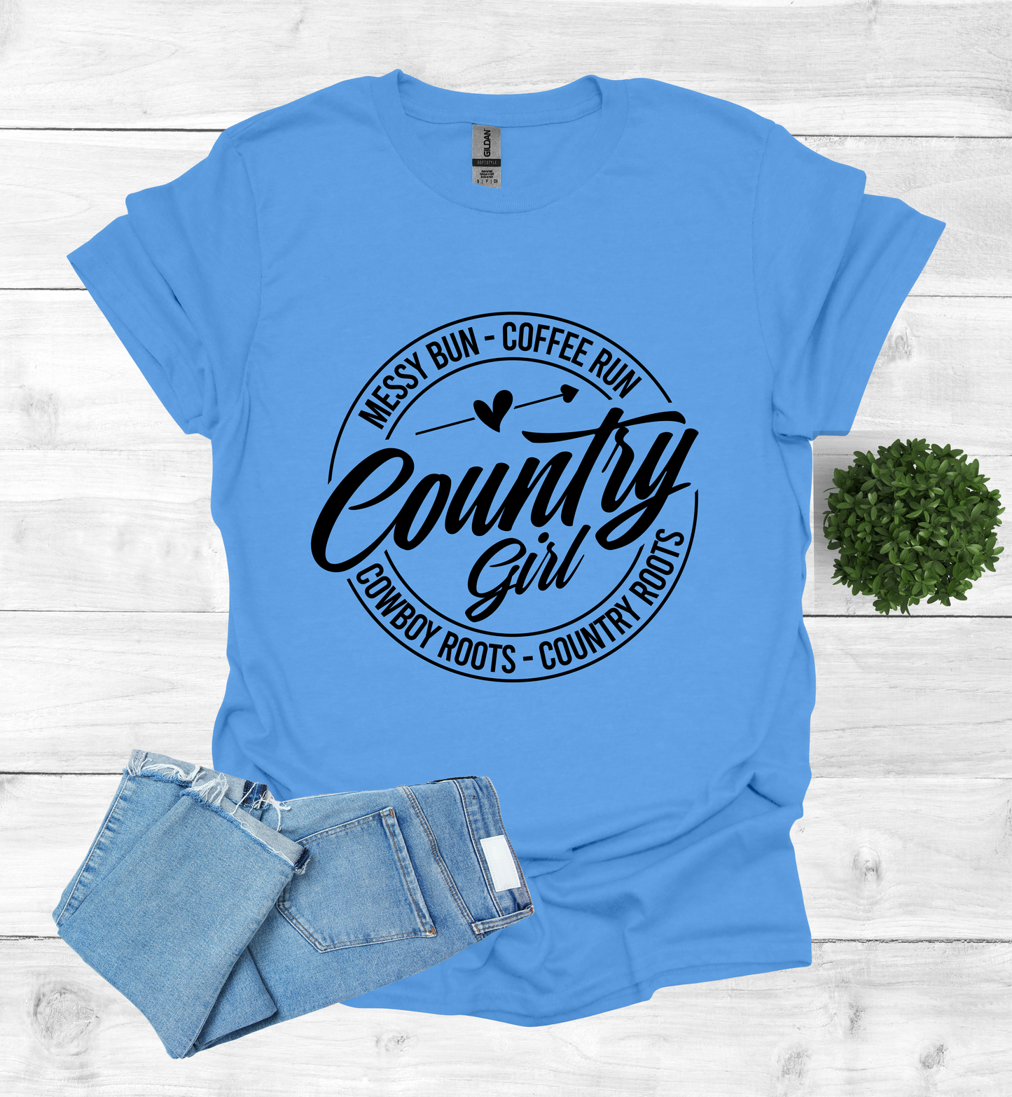 Country Girl Messy Bun, Coffee Run T-Shirt