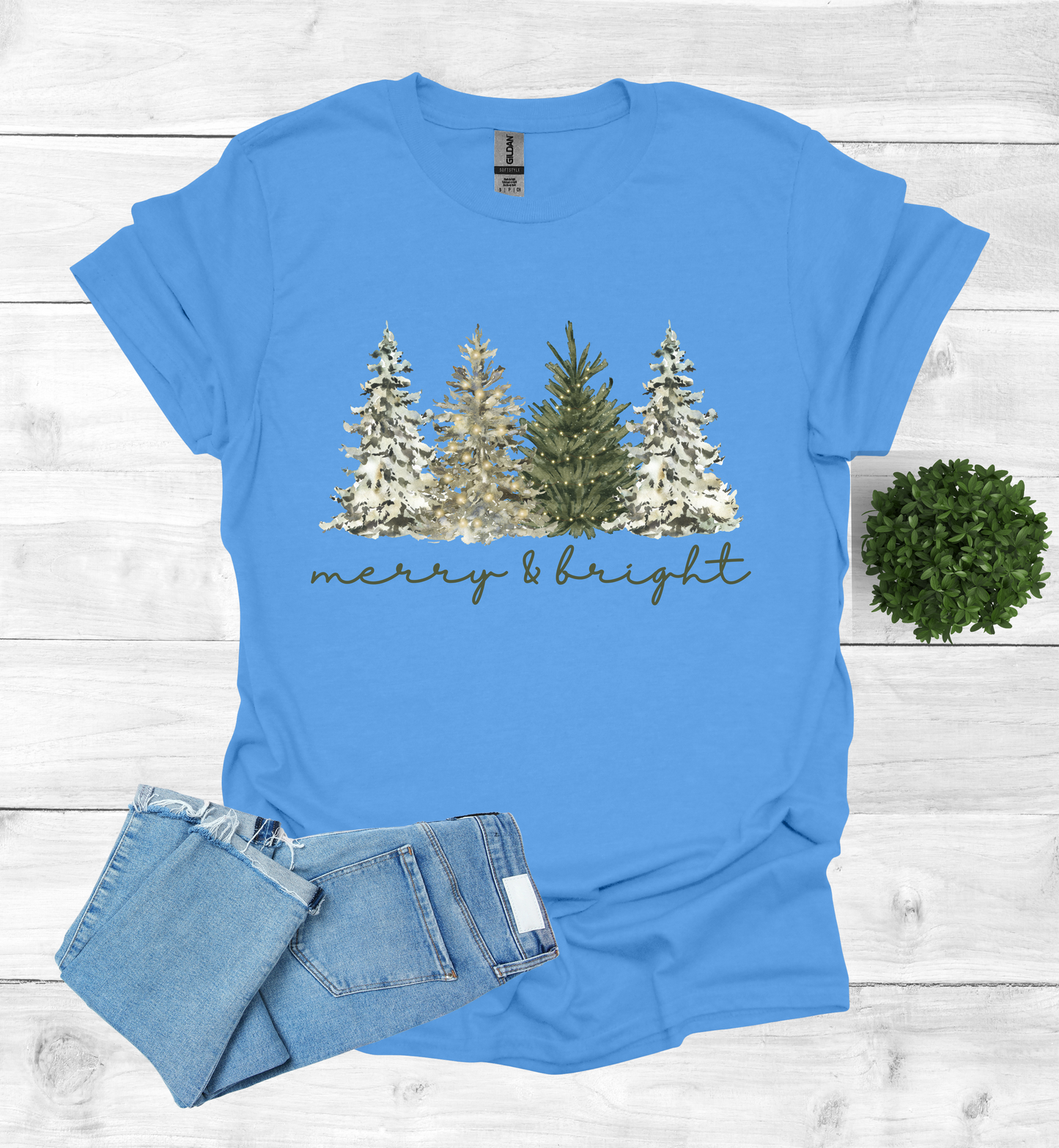 Merry & Bright Water Color Christmas Trees Shirt