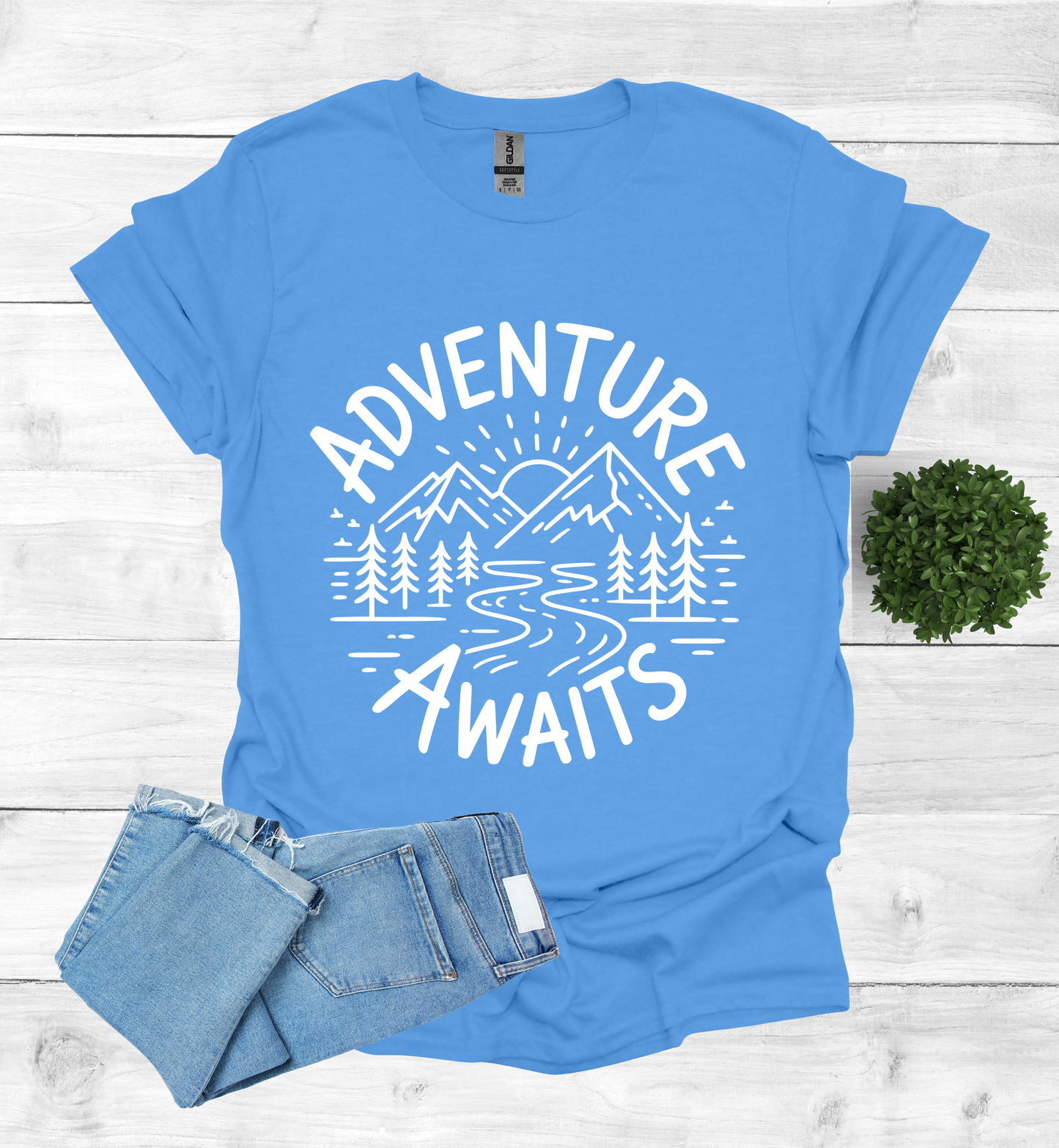 Adventure awaits mountain scene