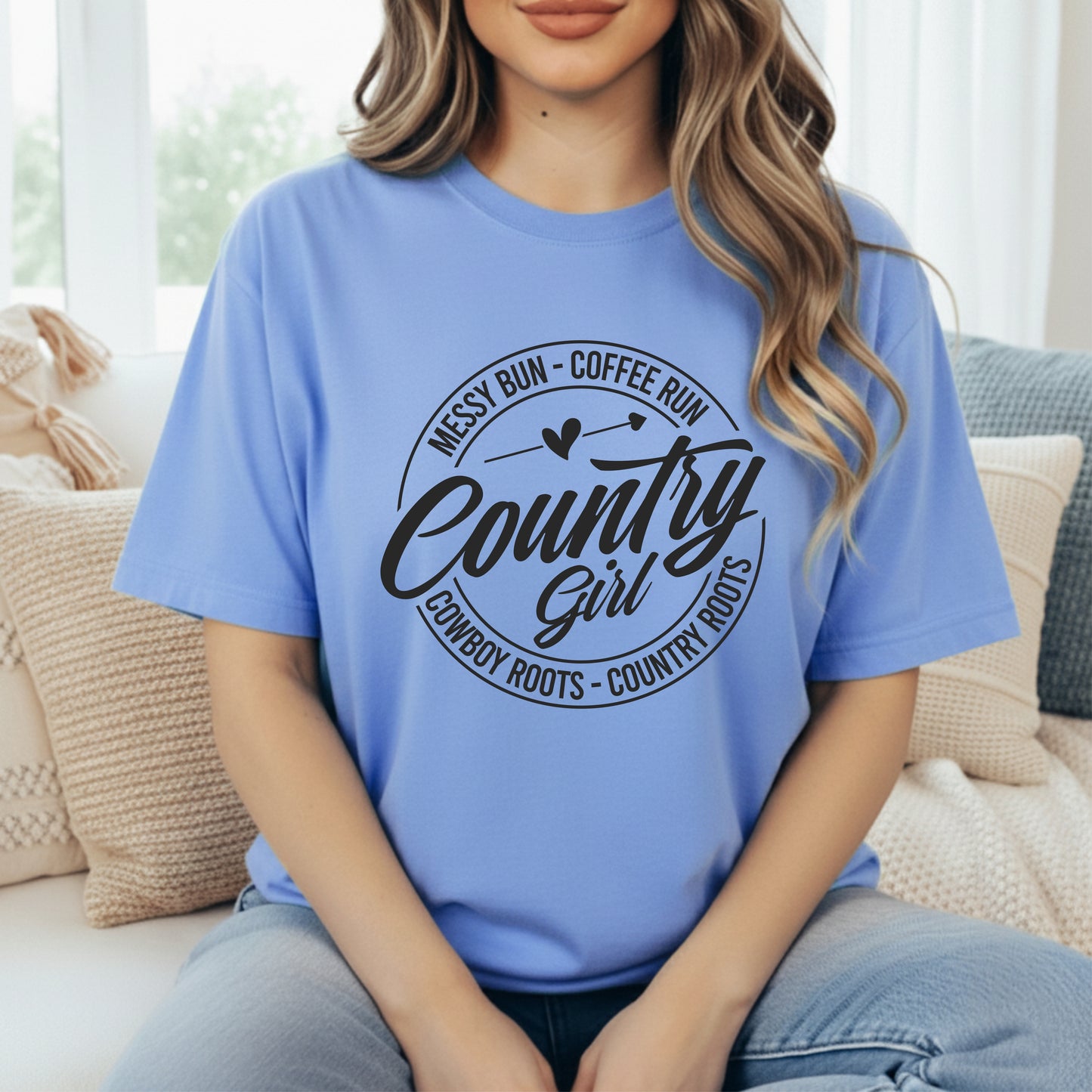 Country Girl Messy Bun, Coffee Run T-Shirt