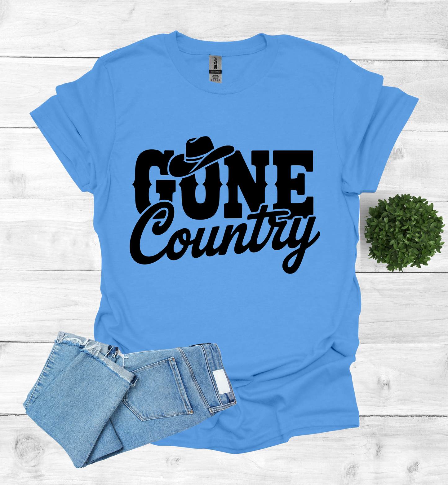Gone Country saying with small Cowboy Hat