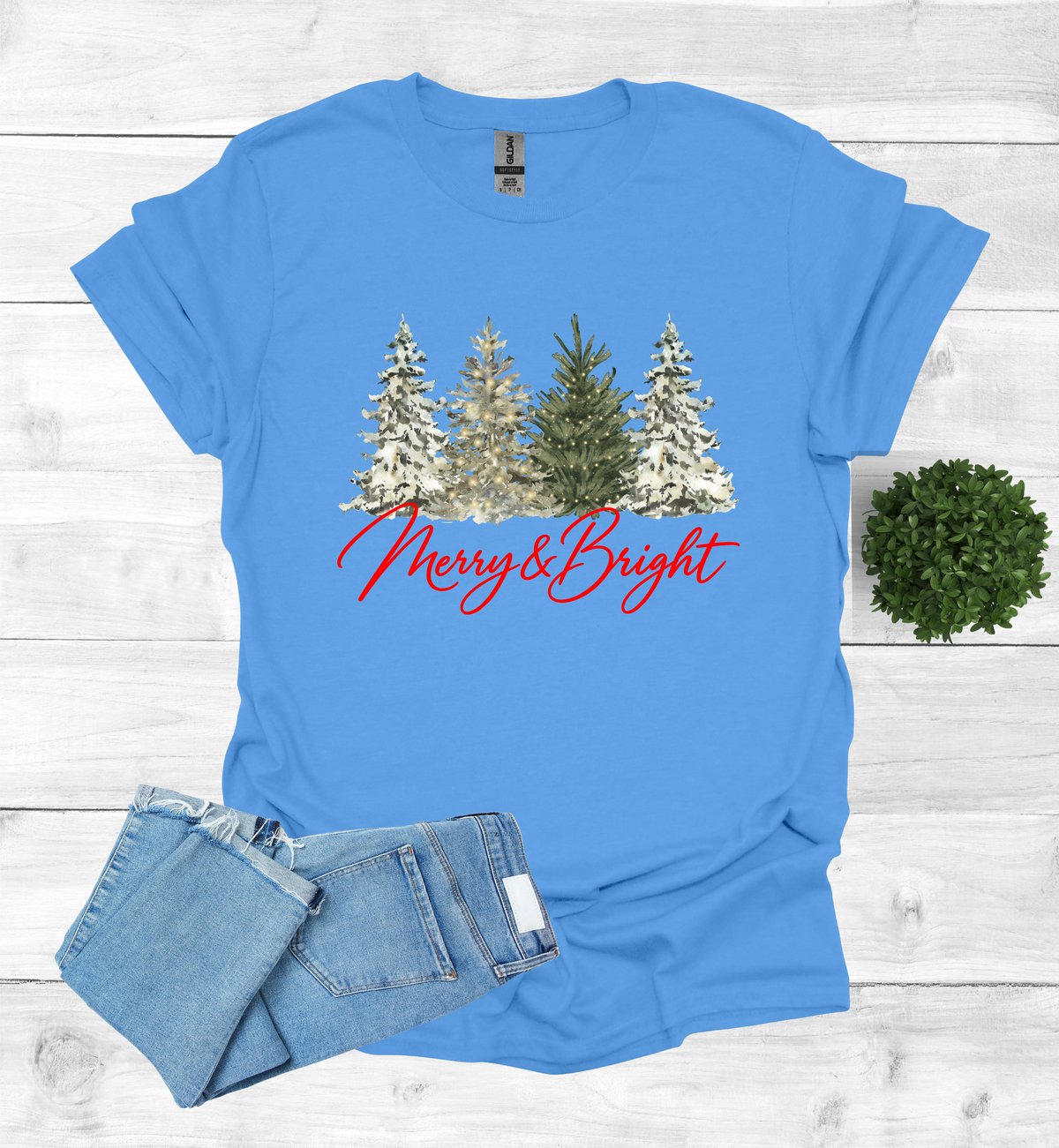 Merry and Bright Water Color Christmas Trees Shirt