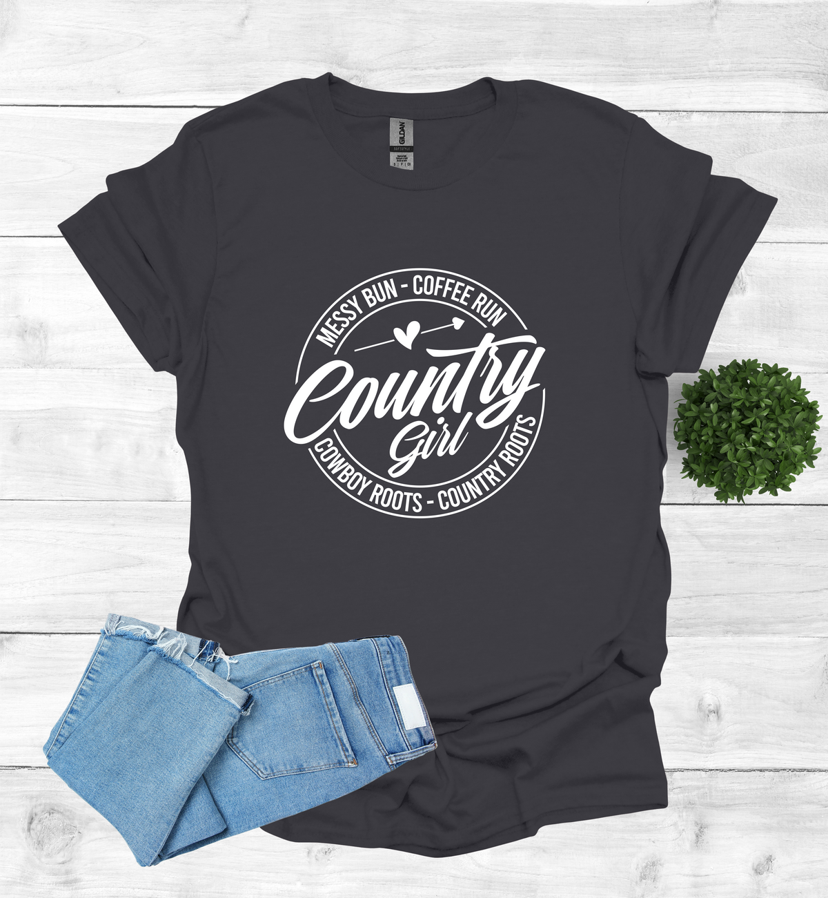 Country Girl Messy Bun, Coffee Run T-Shirt