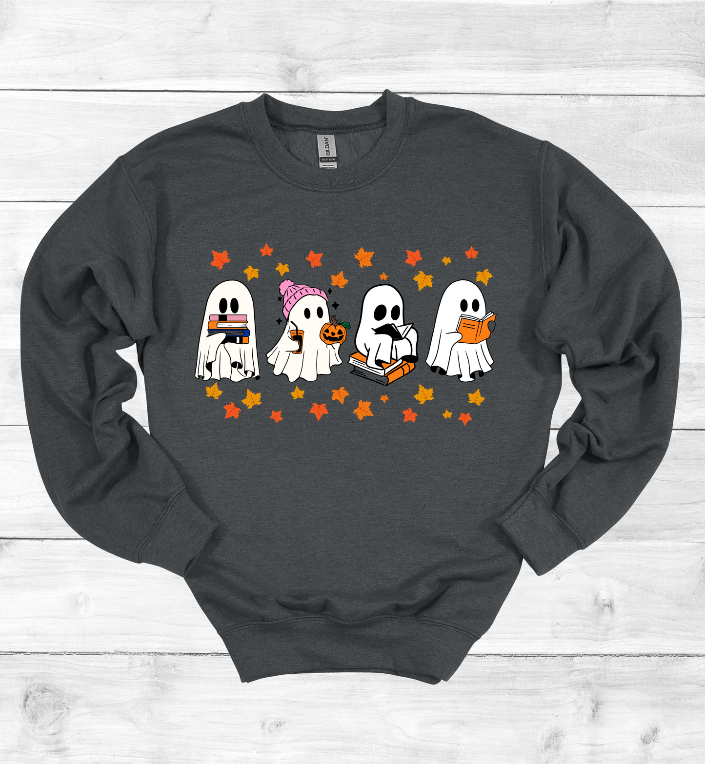 Ghost Reading Books Halloween Sweatshirt