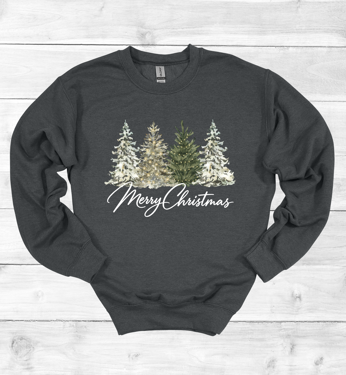 Merry Christmas with Watercolor Christmas Trees