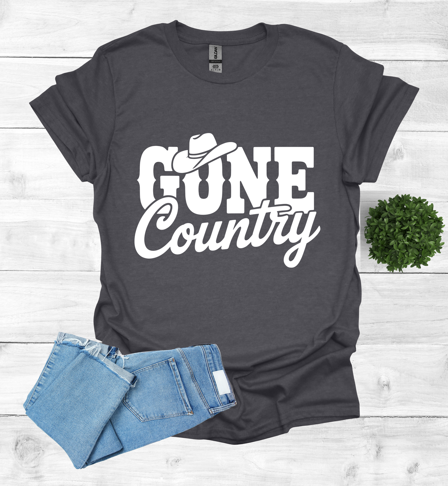 Gone Country saying with small Cowboy Hat