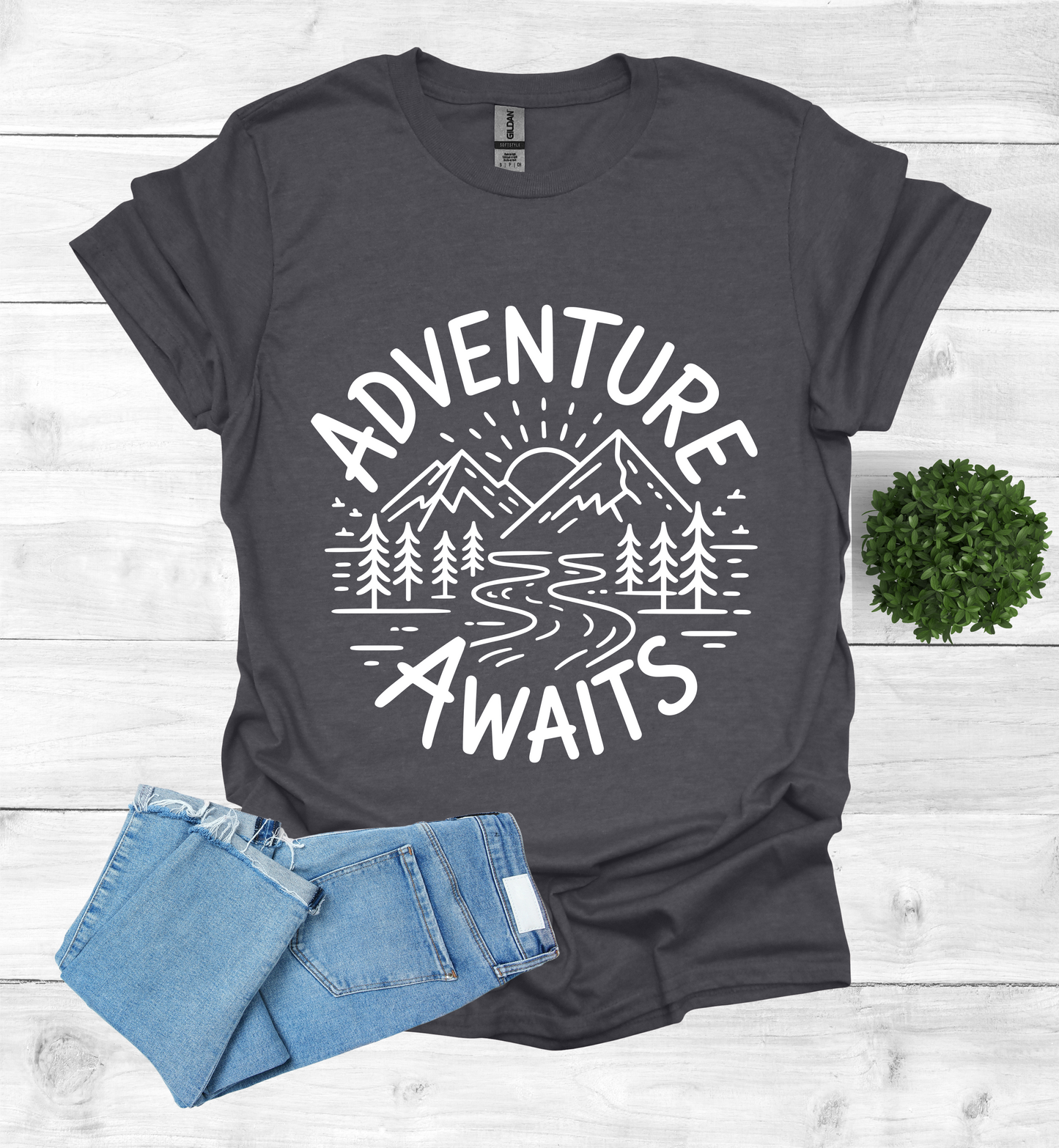 Adventure awaits mountain scene