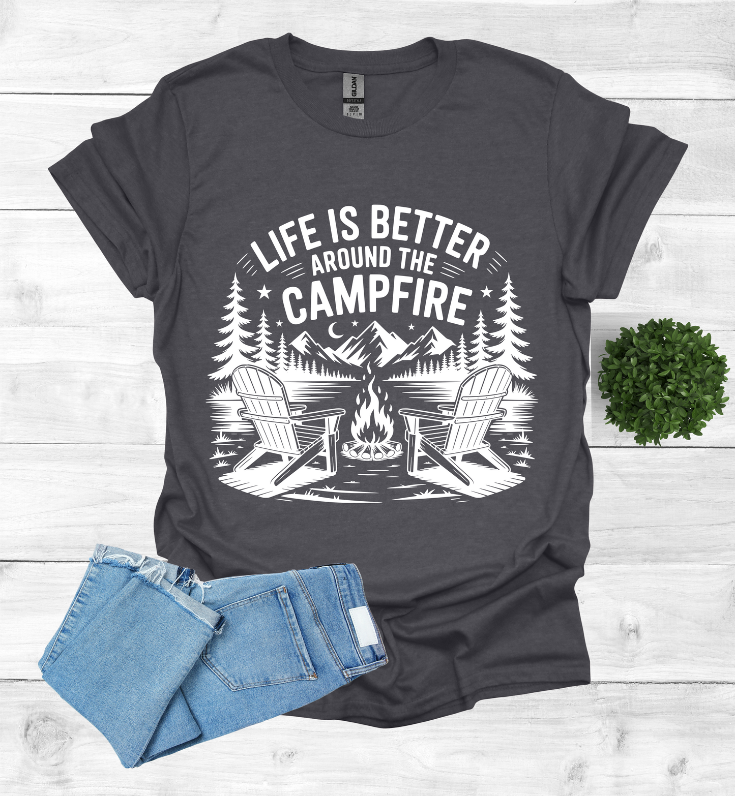 Life is better around the campfire scene