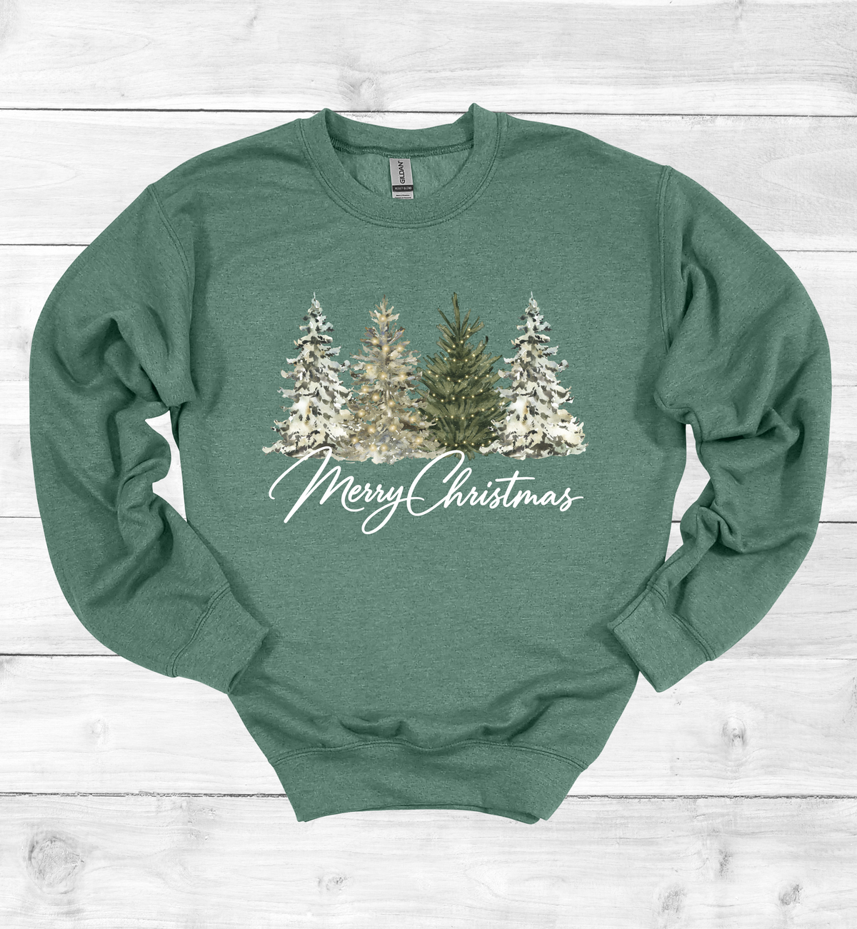 Merry Christmas with Watercolor Christmas Trees