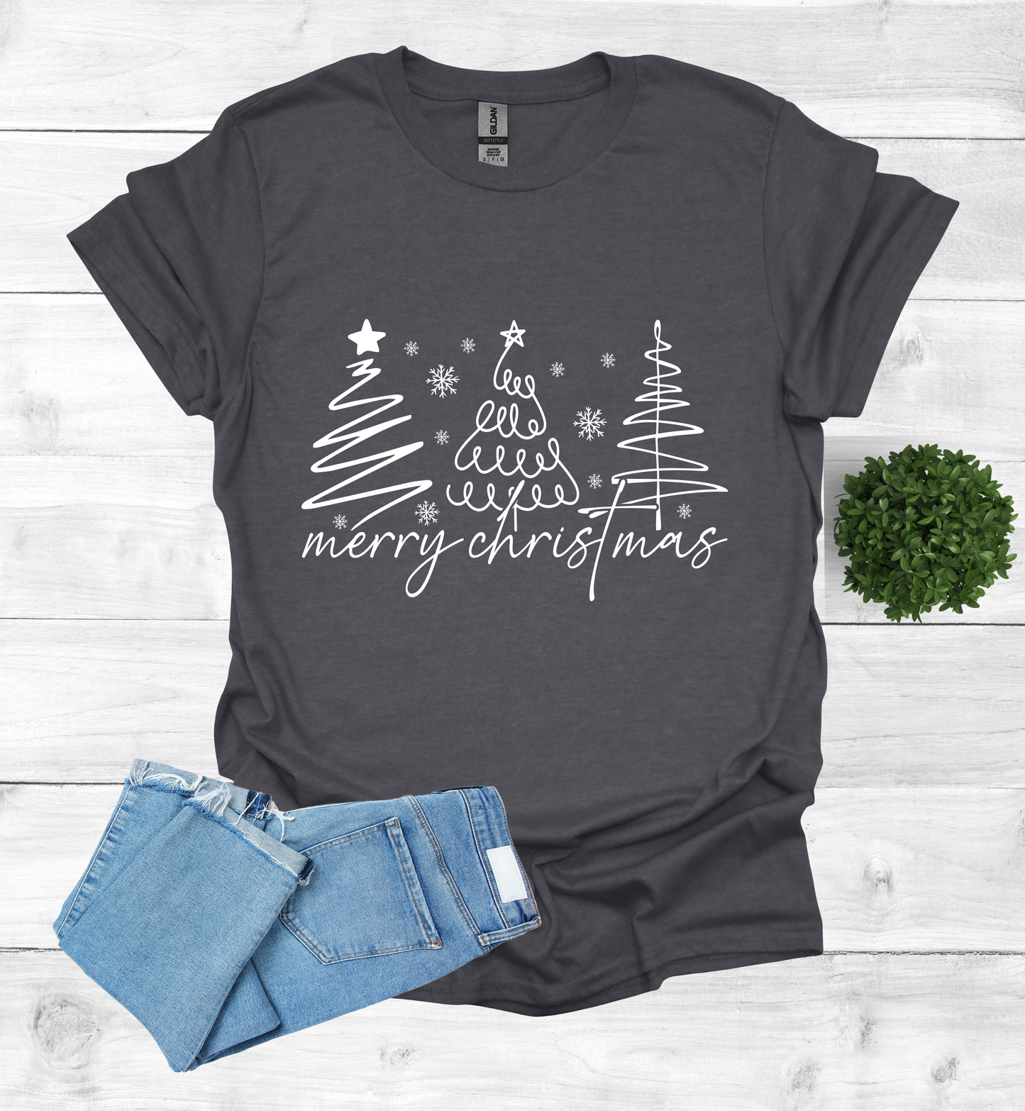 Christmas Trees with Merry Christmas