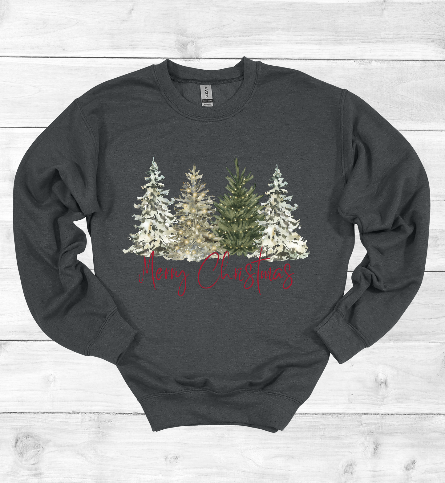 Merry Christmas with Watercolor Christmas Trees