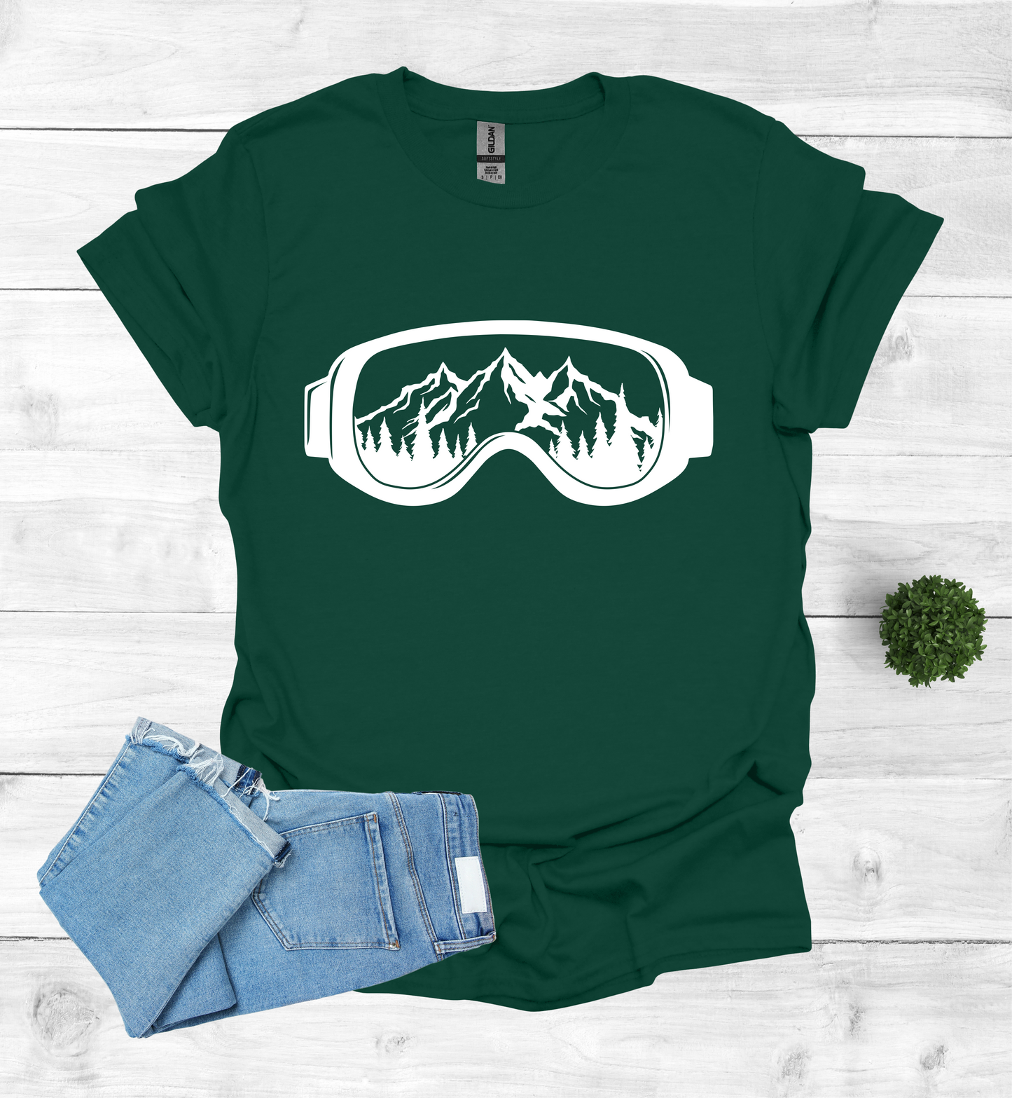 Snow Goggles Mountain Scene T-Shirt