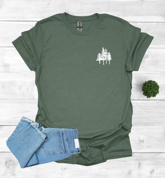 Pine trees chest design on a T-Shirt