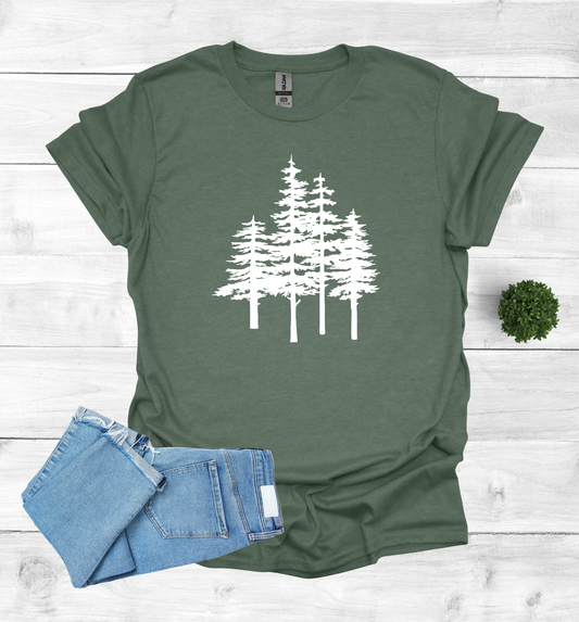 A unique pine trees design on a T-Shirt