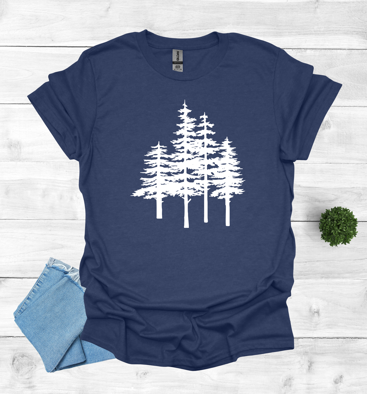 A unique pine trees design on a T-Shirt