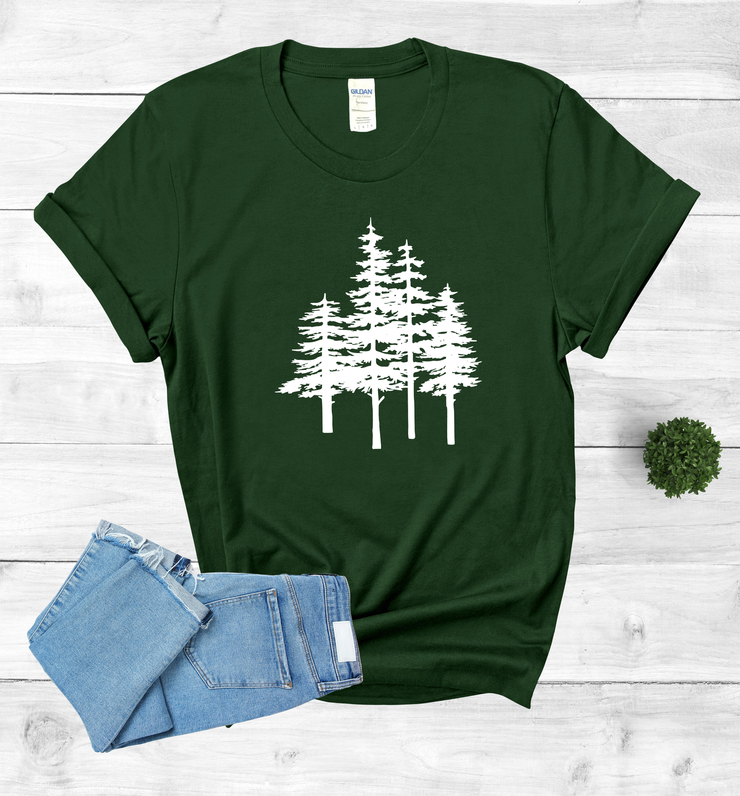 A unique pine trees design on a T-Shirt