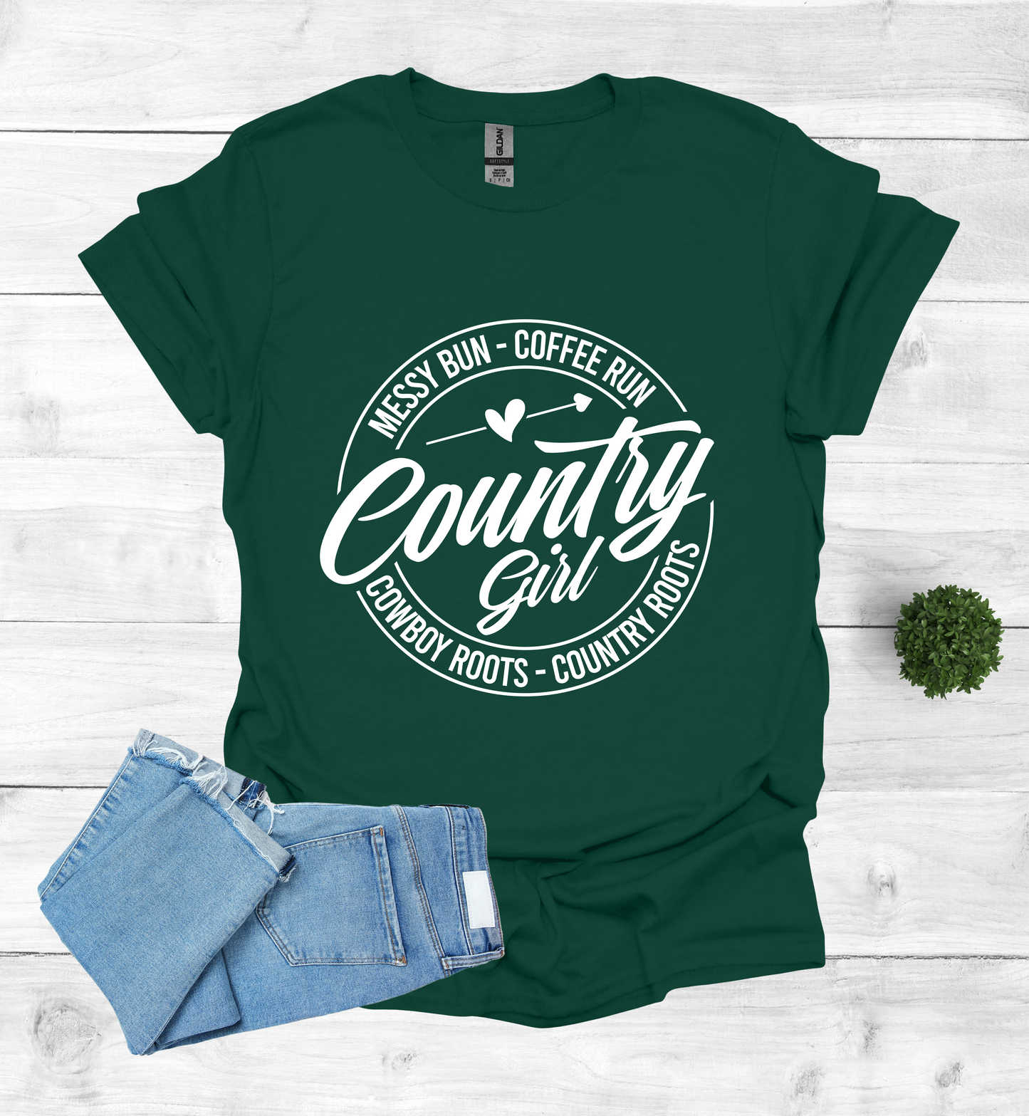 Country Girl Messy Bun, Coffee Run T-Shirt