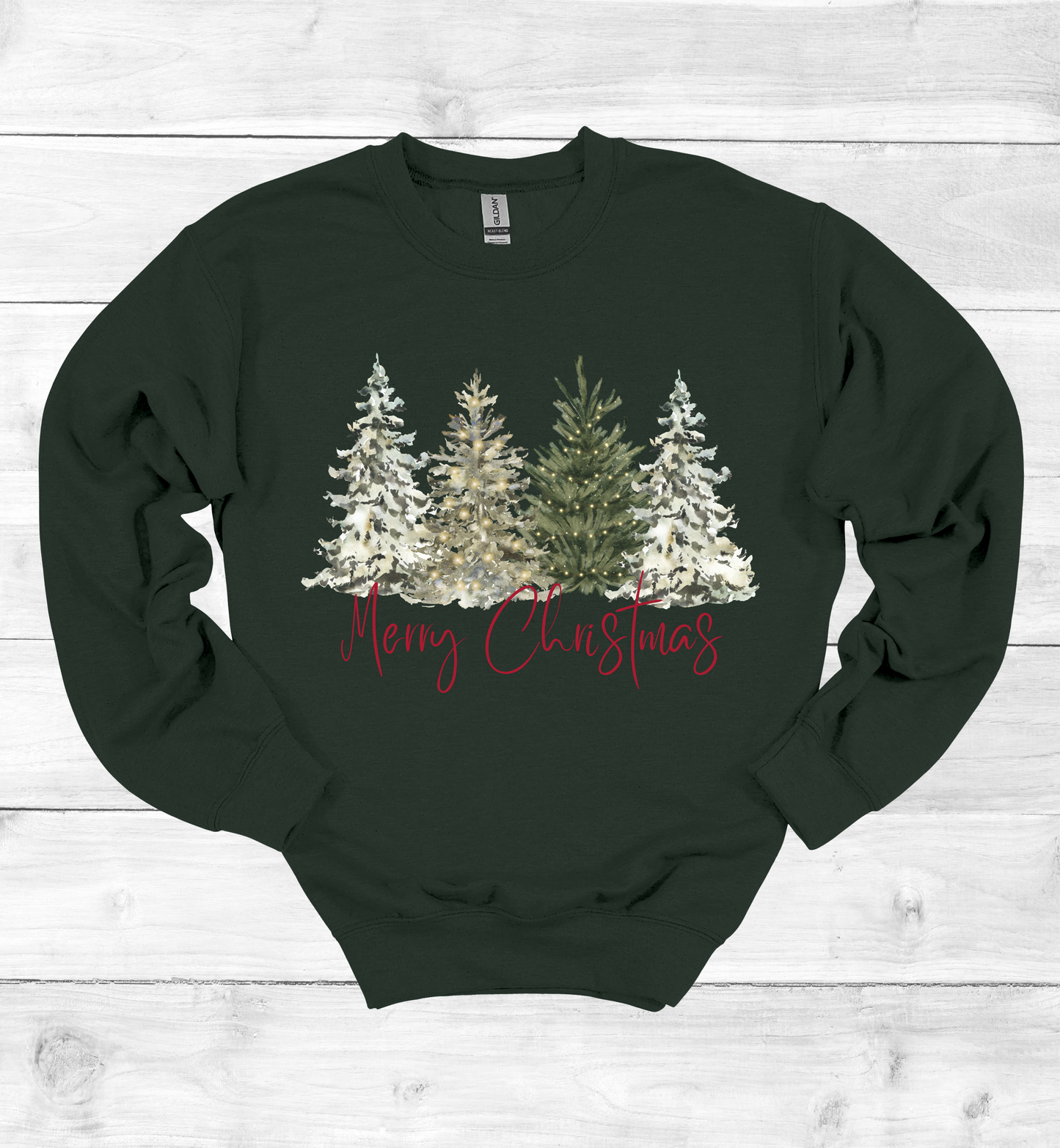 Merry Christmas with Watercolor Christmas Trees