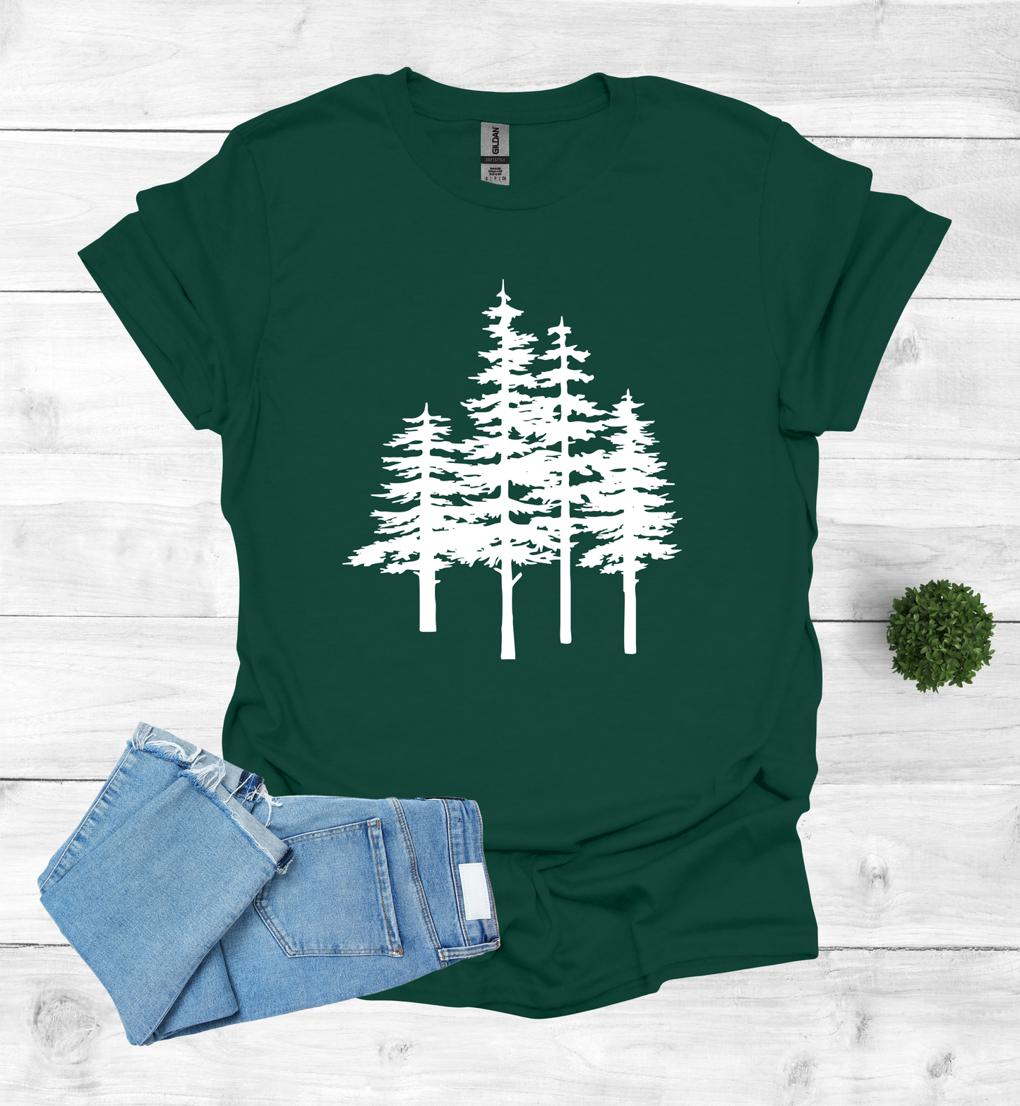 A unique pine trees design on a T-Shirt