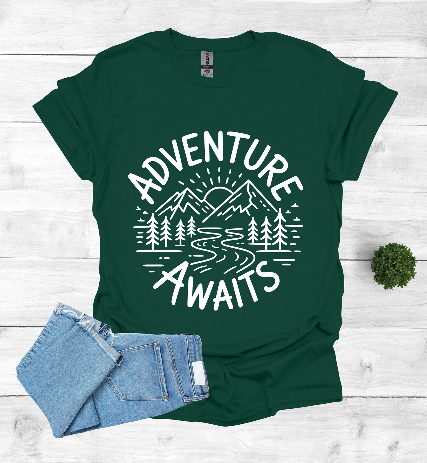 Adventure awaits mountain scene