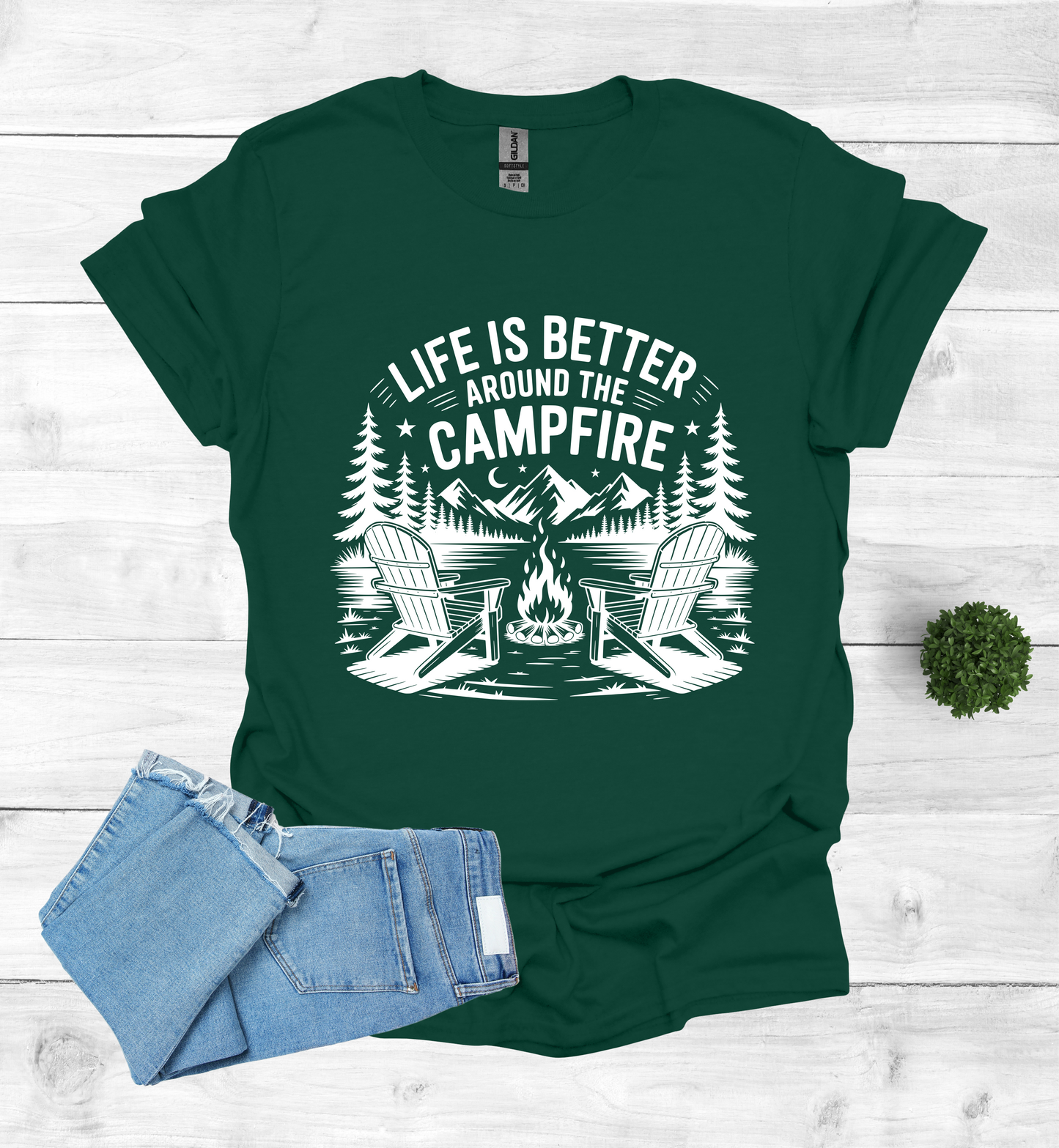 Life is better around the campfire scene