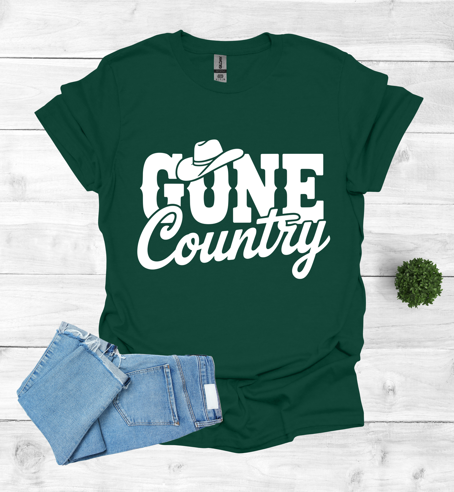 Gone Country saying with small Cowboy Hat