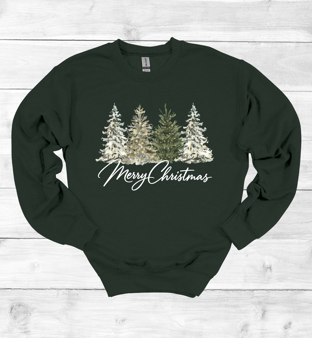 Merry Christmas with Watercolor Christmas Trees