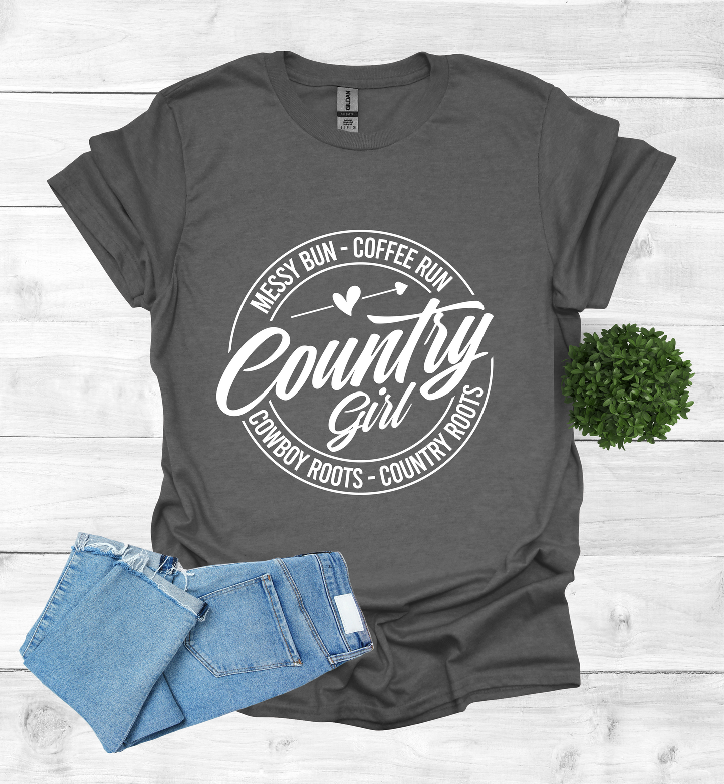 Country Girl Messy Bun, Coffee Run T-Shirt