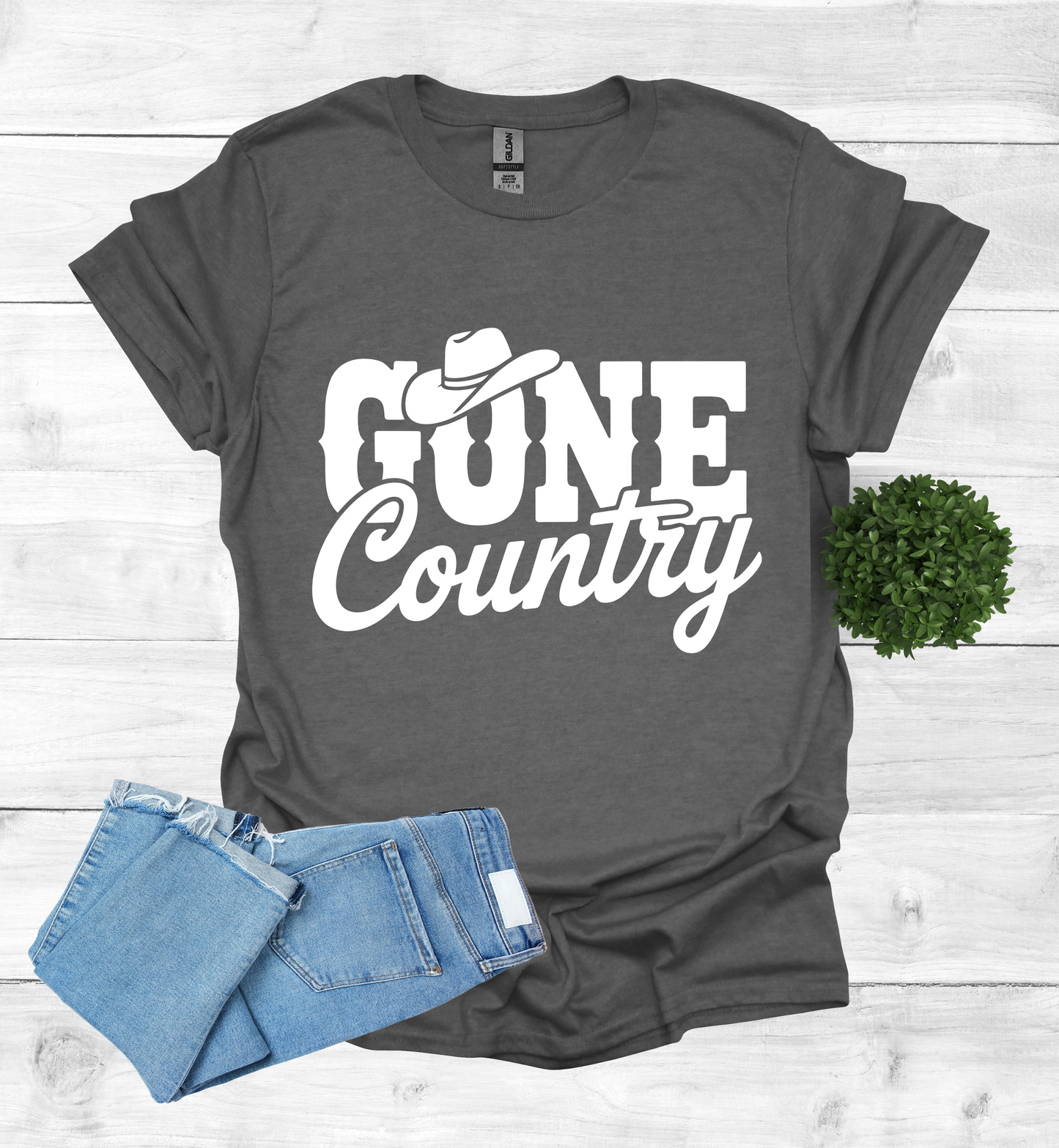 Gone Country saying with small Cowboy Hat