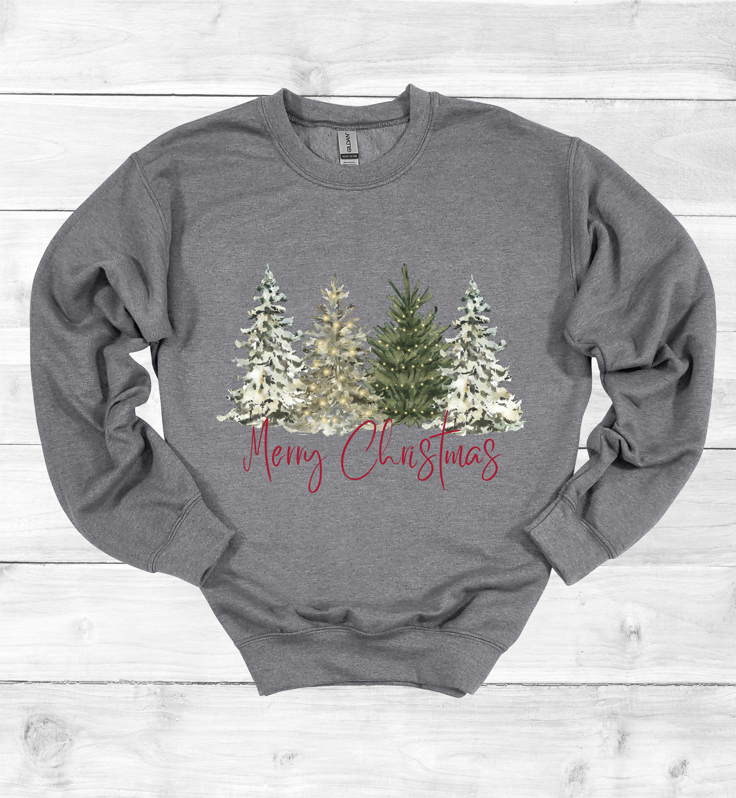 Merry Christmas with Watercolor Christmas Trees
