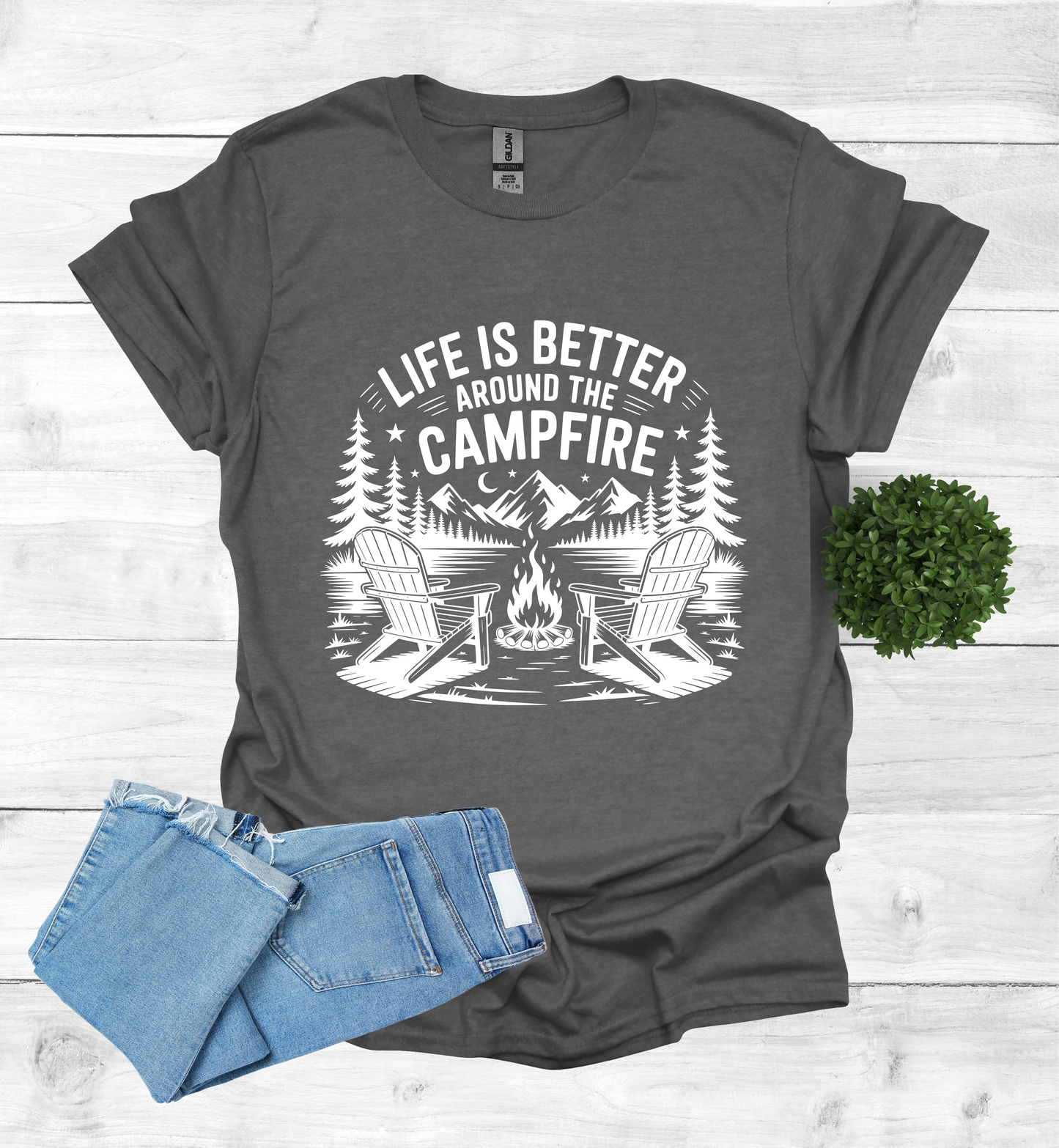 Life is better around the campfire scene