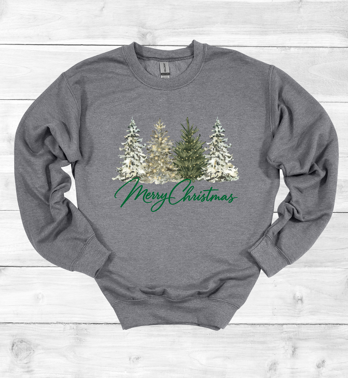 Merry Christmas with Watercolor Christmas Trees