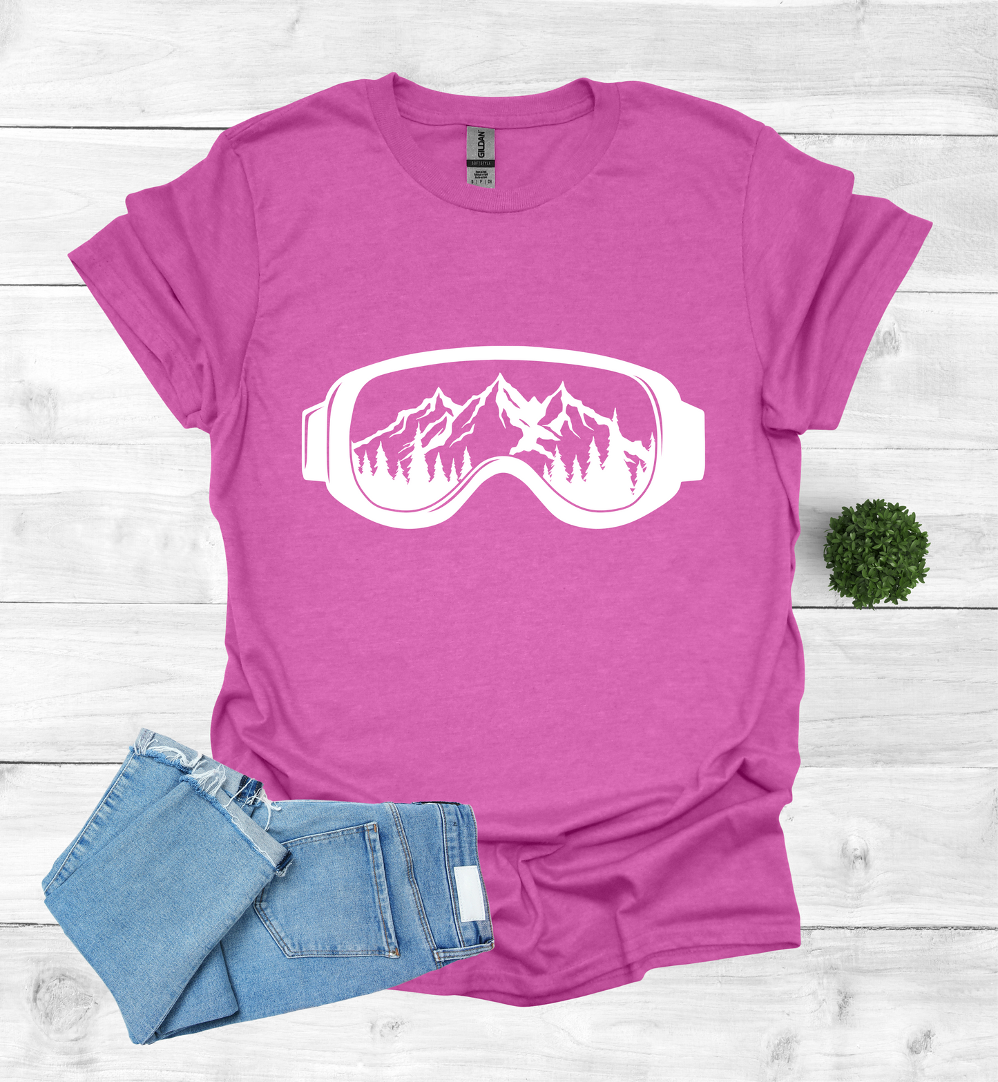 Snow Goggles Mountain Scene T-Shirt