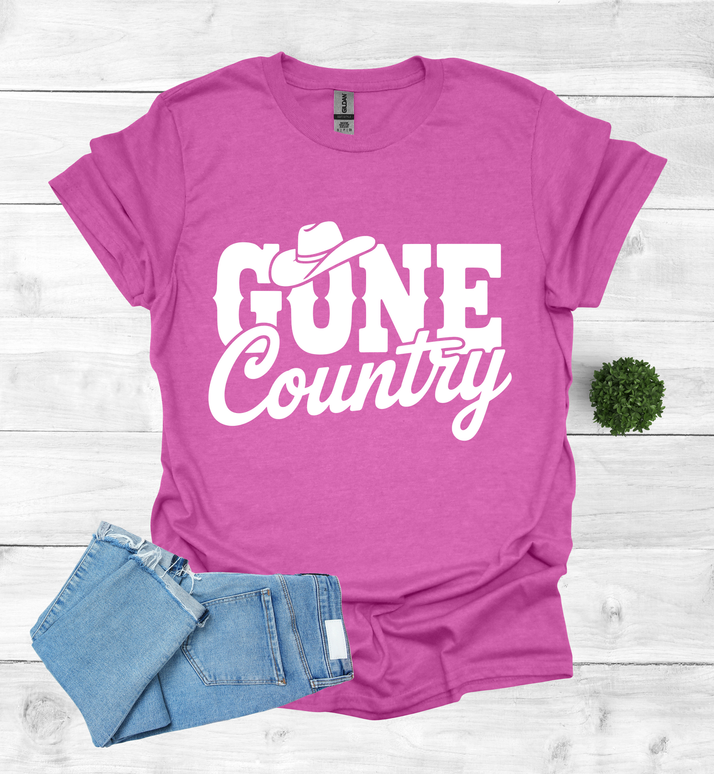Gone Country saying with small Cowboy Hat