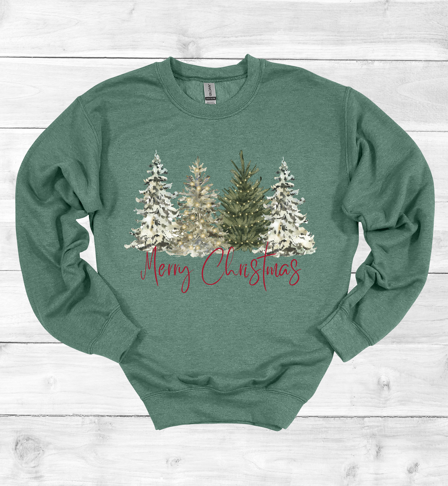 Merry Christmas with Watercolor Christmas Trees