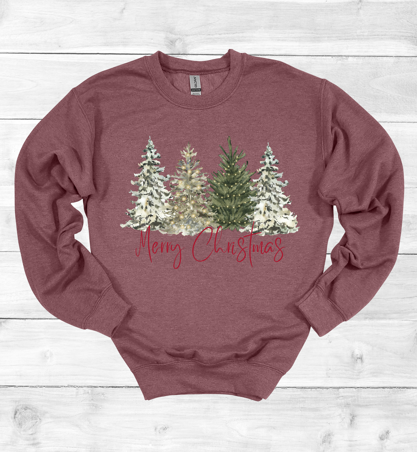 Merry Christmas with Watercolor Christmas Trees