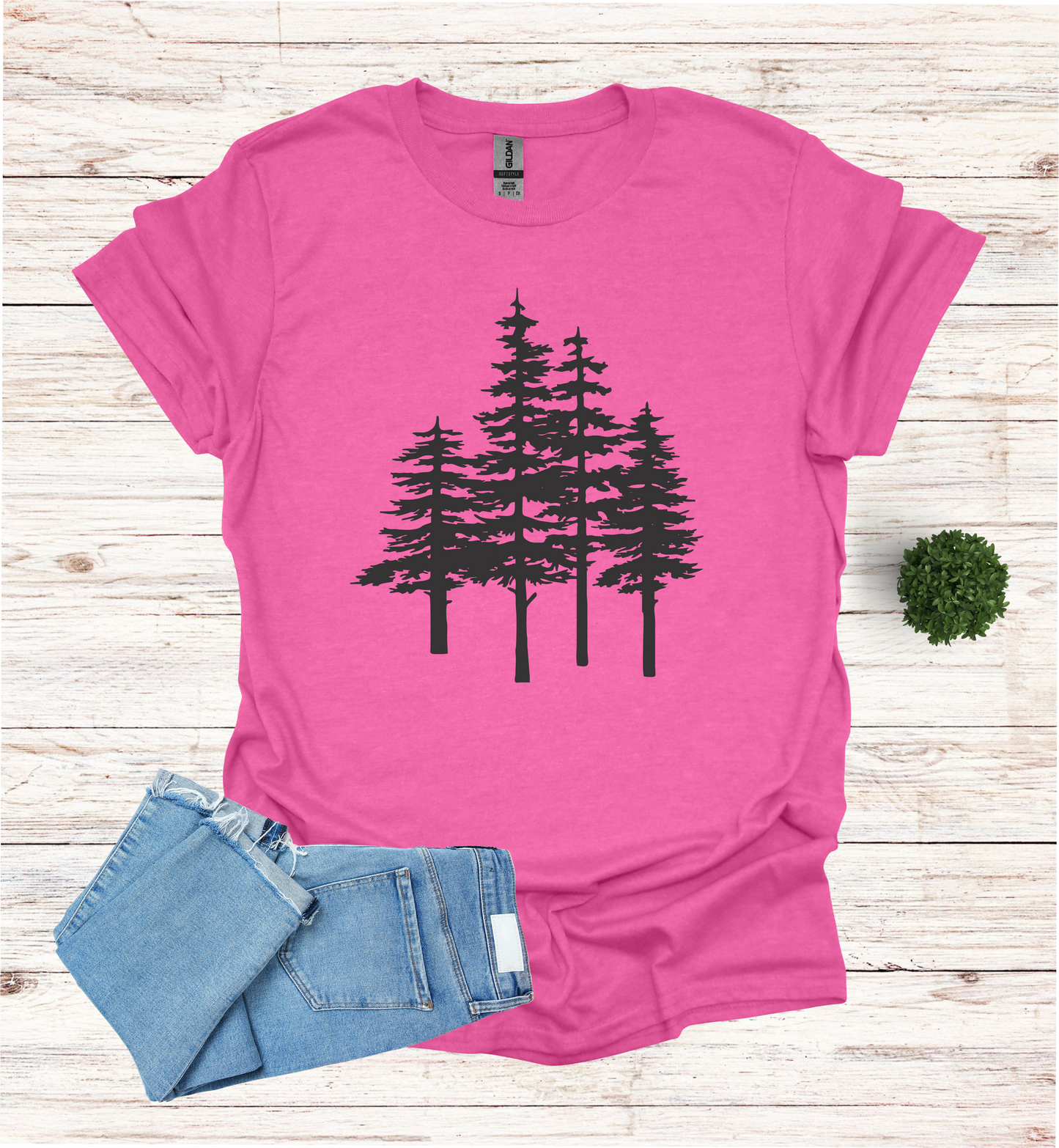 A unique pine trees design on a T-Shirt