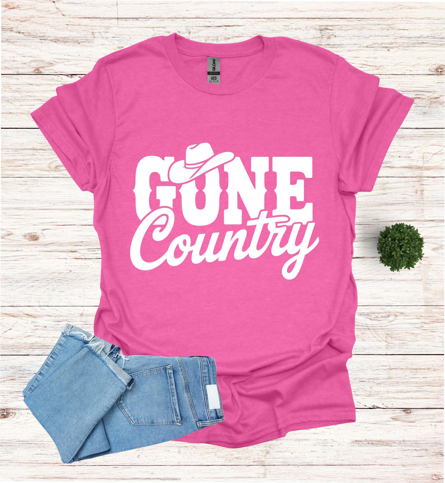 Gone Country saying with small Cowboy Hat