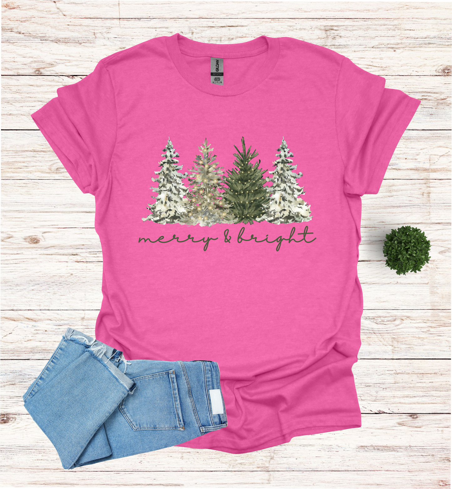 Merry & Bright Water Color Christmas Trees Shirt