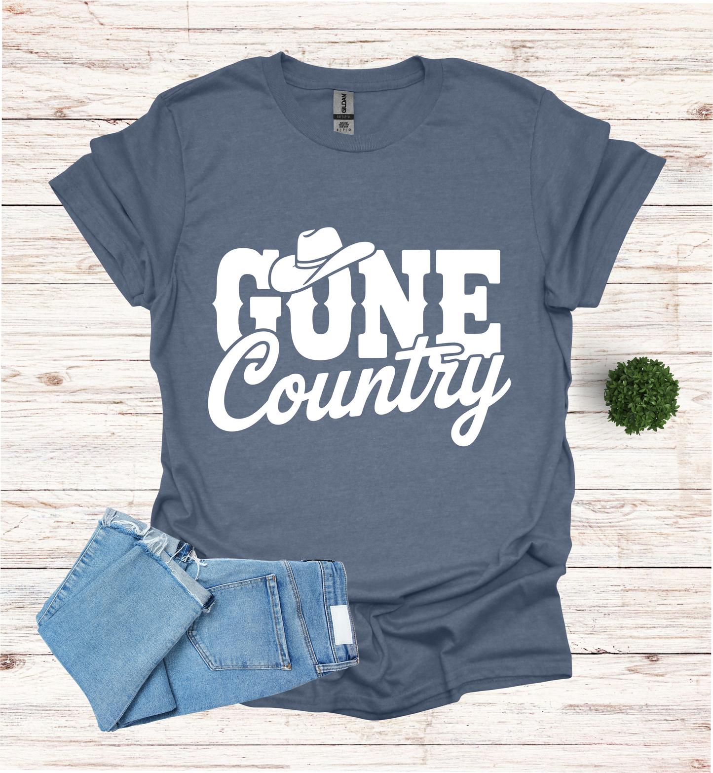 Gone Country saying with small Cowboy Hat