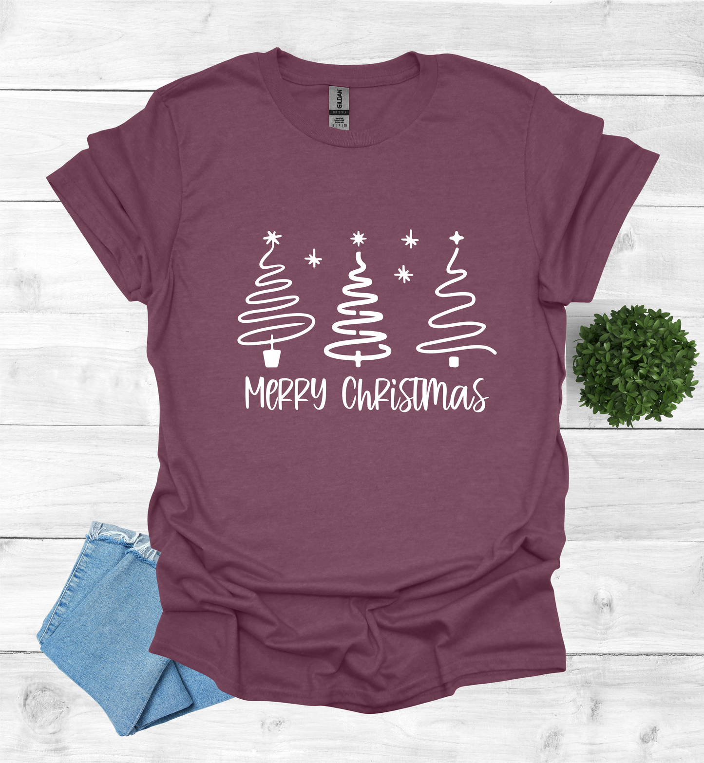 Merry Christmas Shirt with 3 Trees