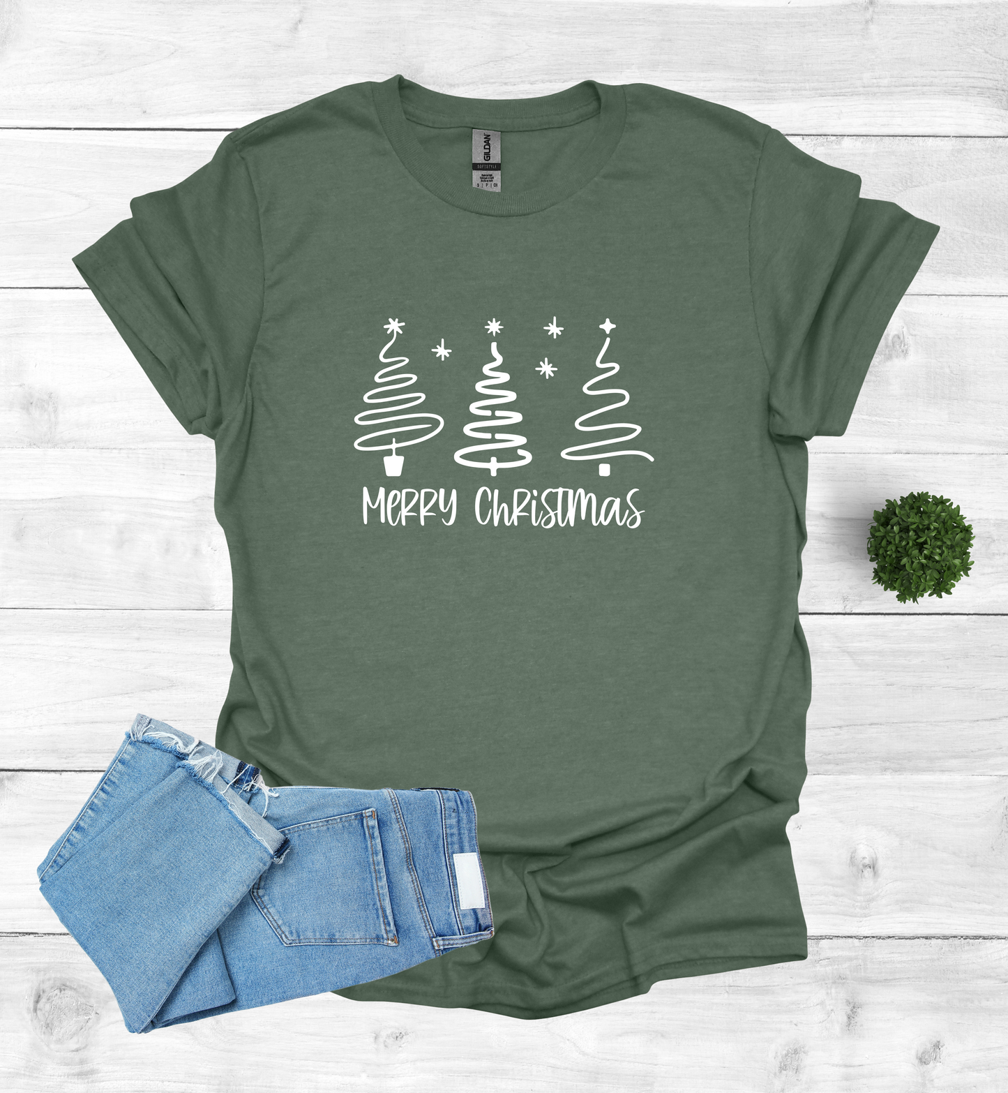 Merry Christmas Shirt with 3 Trees