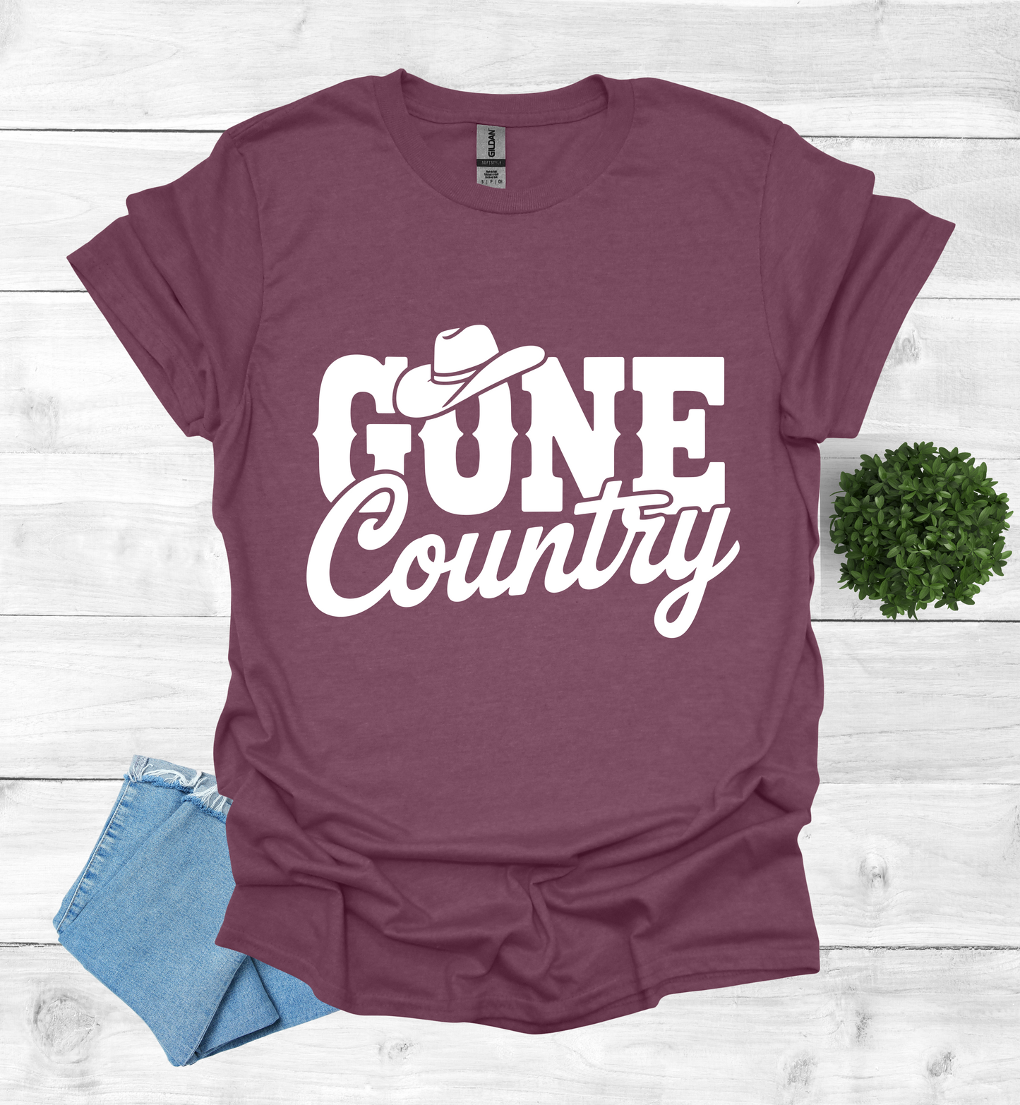 Gone Country saying with small Cowboy Hat