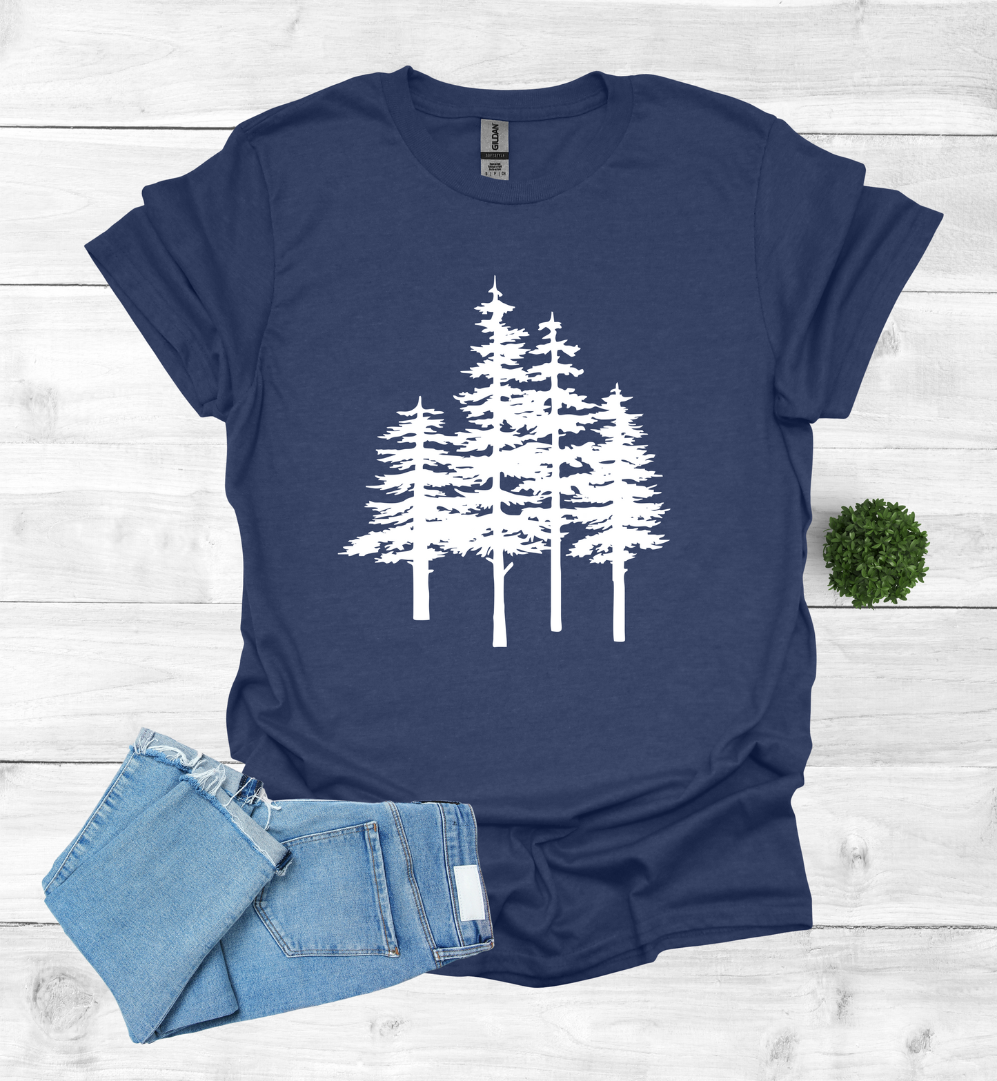 A unique pine trees design on a T-Shirt