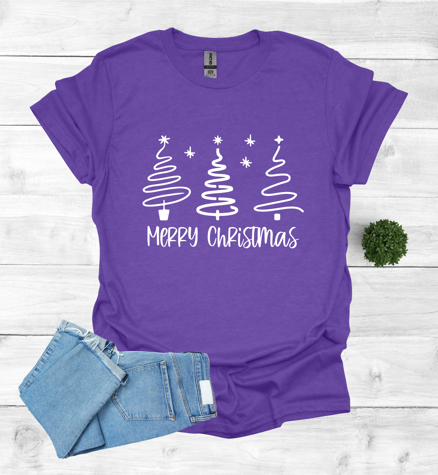 Merry Christmas Shirt with 3 Trees