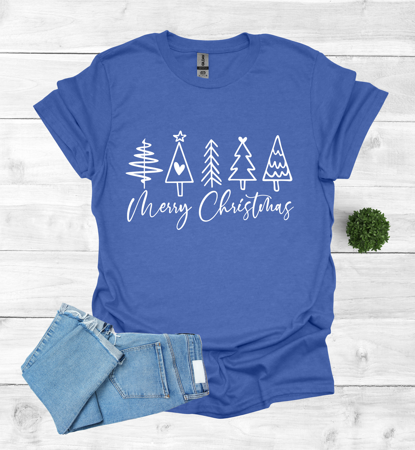 Merry Christmas Shirt with 5 Trees
